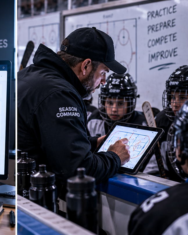 Coach managing a hockey team